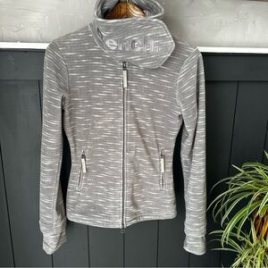 BENCH High Collar Gray Fleece Jacket Full Zip Top Size M